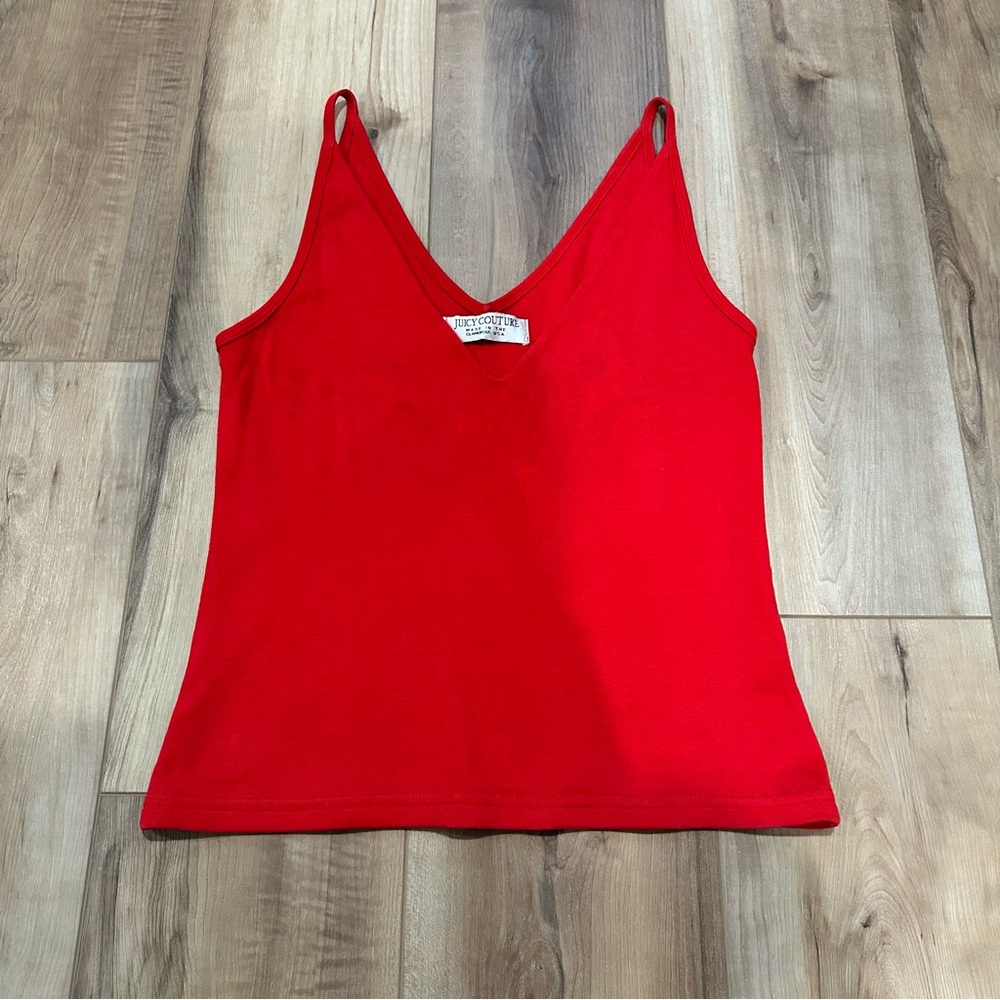 Juicy Couture Vintage Y2K Red Deep V Tank Top Large
